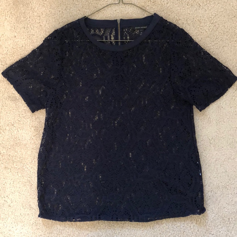 Banana Republic Navy Lace Blouse